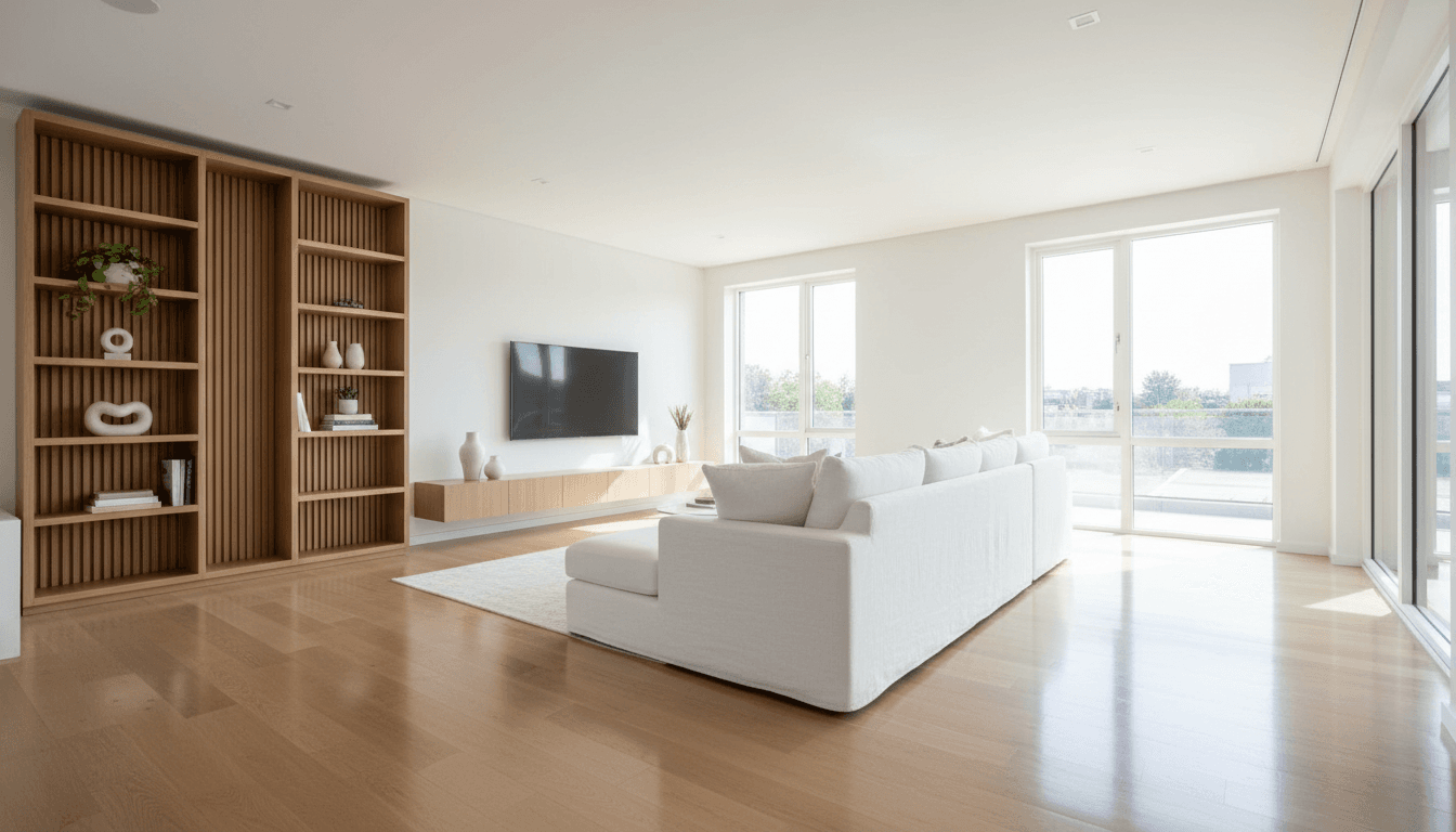 Bright modern living room spotless after a professional clean